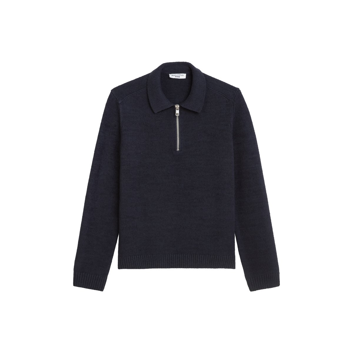 Pull-over en tricot bouclette relaxed en coton bio bleu foncé, MARC O’POLO DENIM