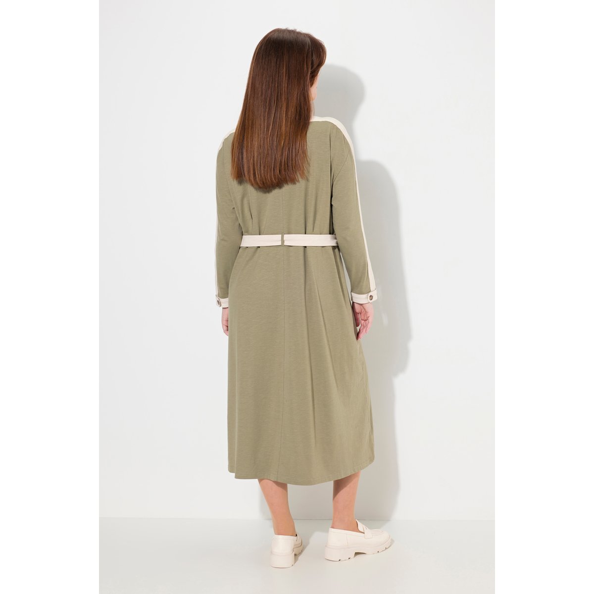 Robe midi en jersey de coton bio gris pierre, ULLA POPKEN