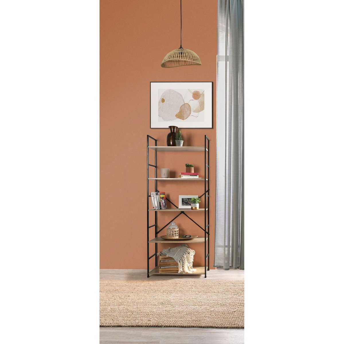 Etagère 5 niveaux design industriel COLORADO beige, TOILINUX