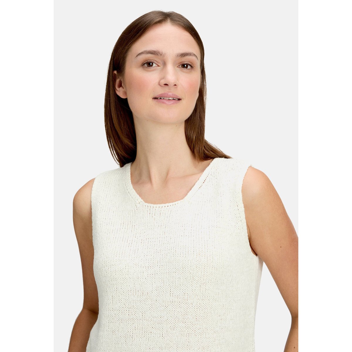 Top en maille à encolure ronde blanc, BETTY & CO