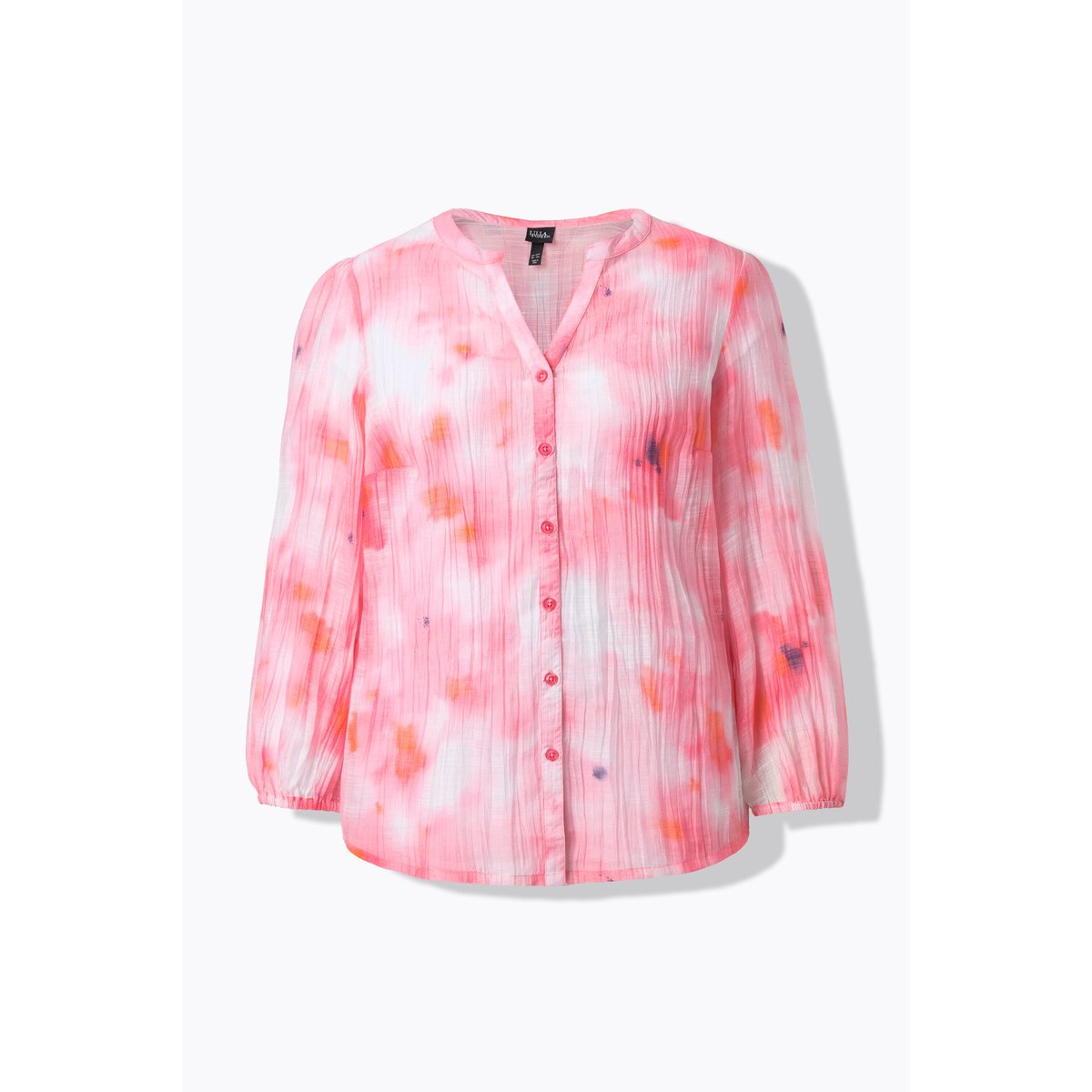 Blouse en mousseline motif batik hibiscus-rose, ULLA POPKEN
