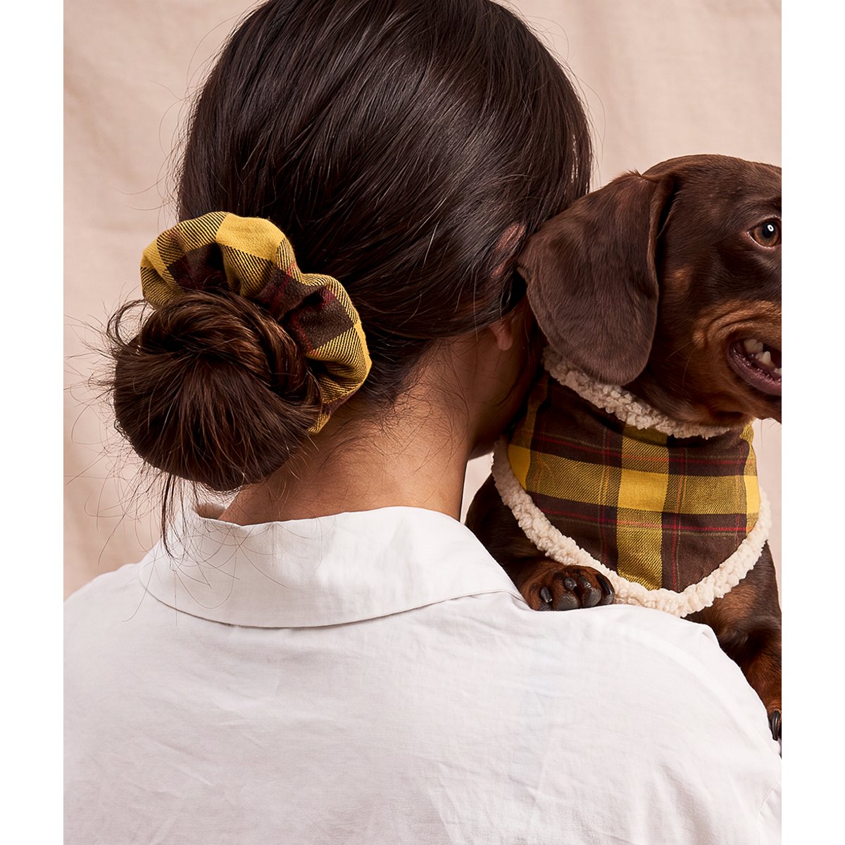 Chouchou tartan moutarde, NOA jaune, CAFIDE