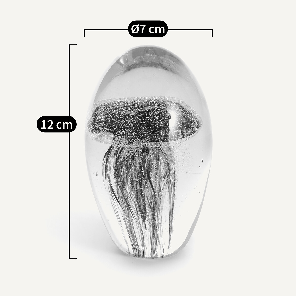 Medusa 15cm High Glass Jellyfish Paperweight white, AM.PM