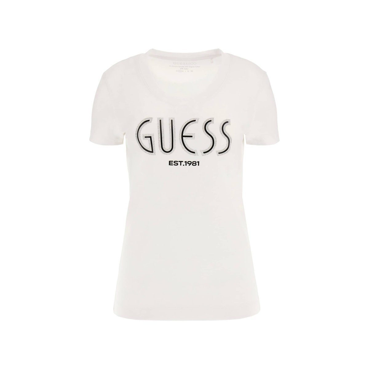 T-Shirt Logo Strass blanc, GUESS