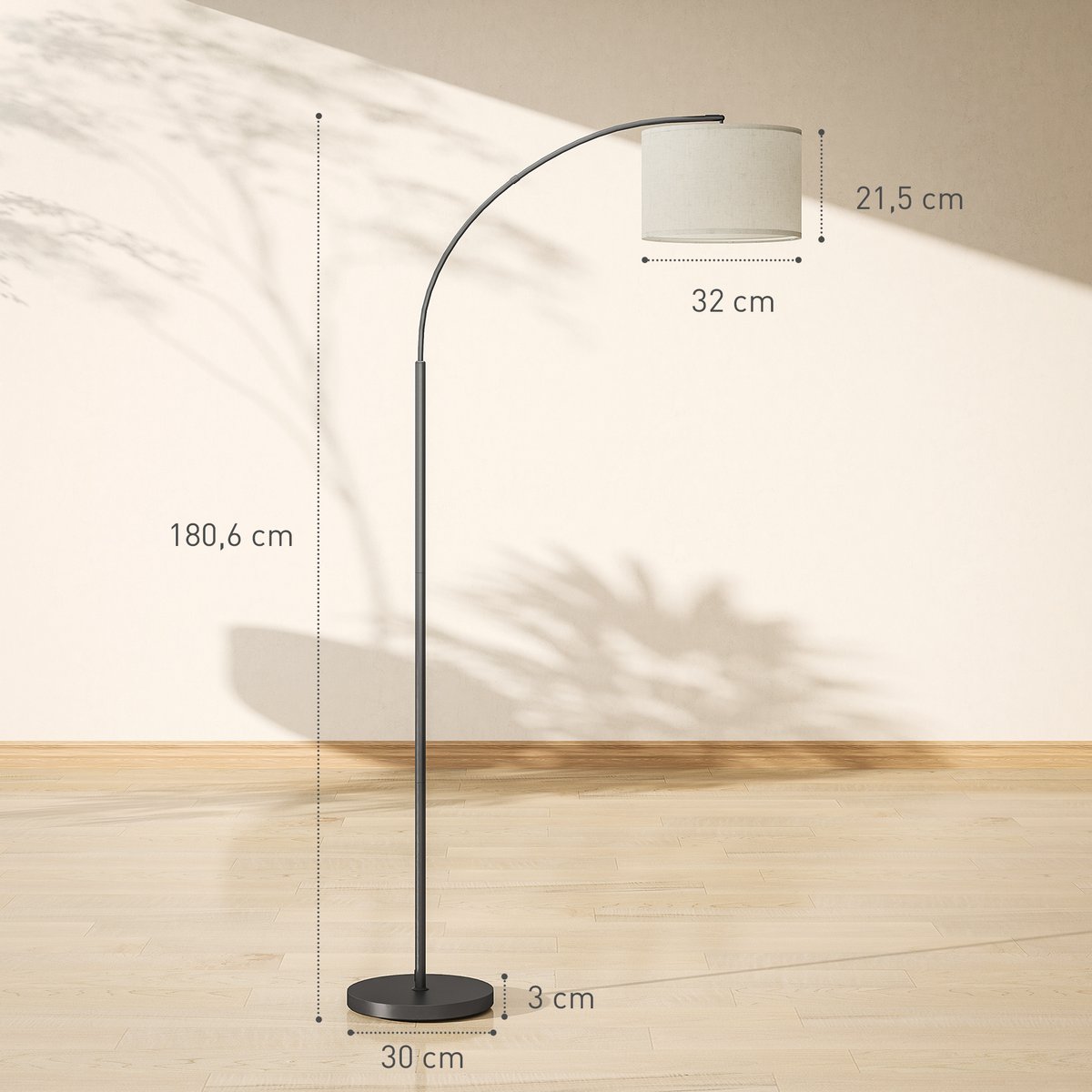 Lampadaire Métal Noir noir, HOMCOM