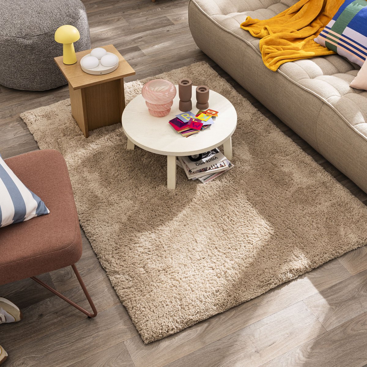 Tapis de salon rectangulaire, TALKA marron, INSPIRE