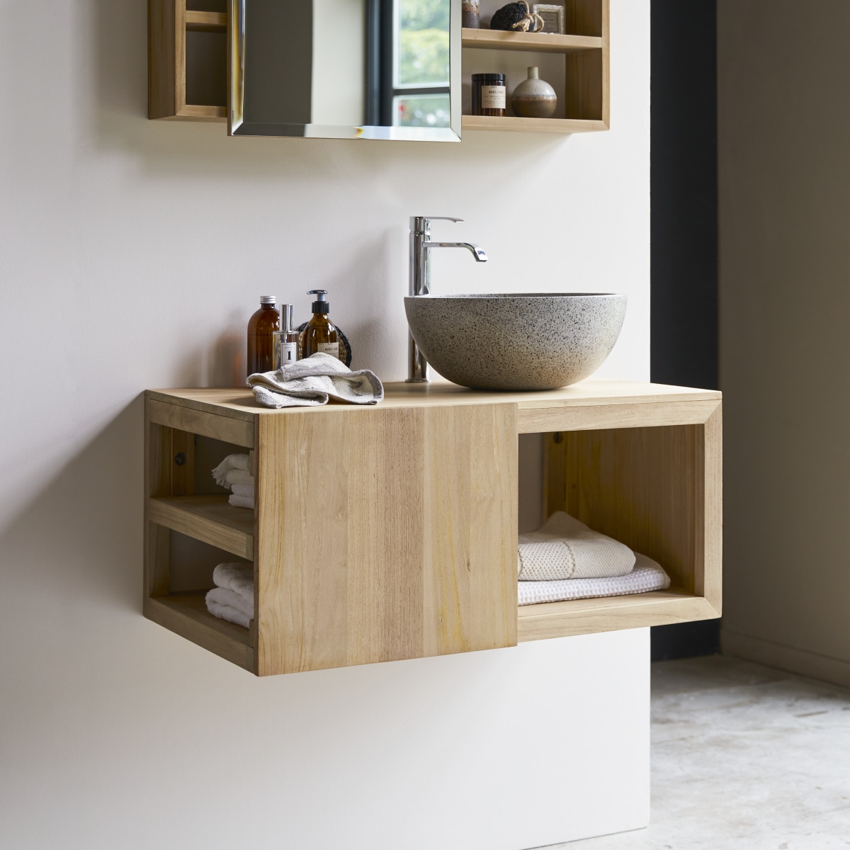 Meuble Salle De Bain en Teck massif, TYPO naturel, TIKAMOON