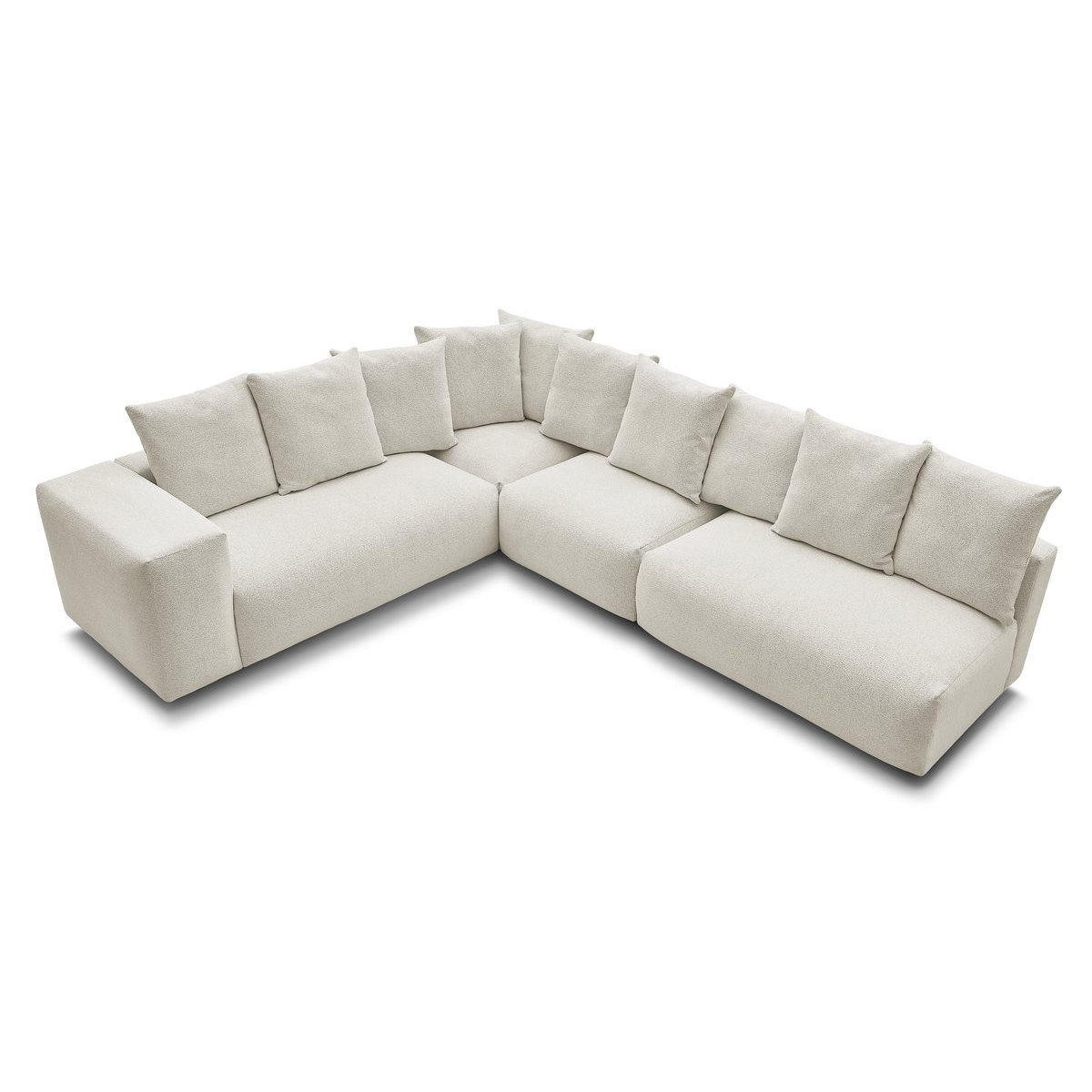 Canapé modulable 6 places en tissu chiné, VOLTAIRE blanc, BOBOCHIC