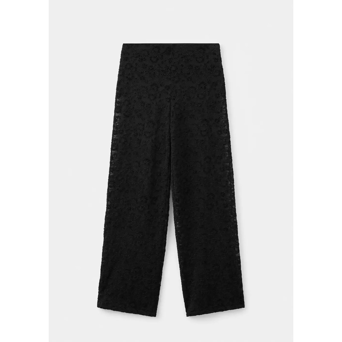 Pantalon en dentelle semi-transparent noir, MANGO