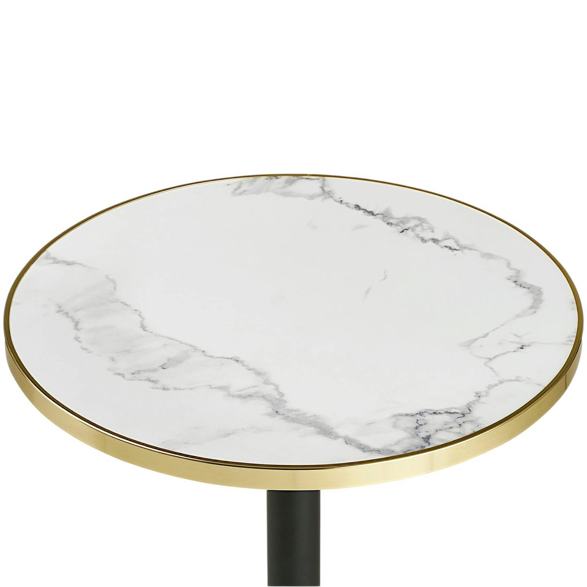 Table bistrot ronde effet marbre blanc pied alu Ø60 cm TORANO blanc, PIER IMPORT