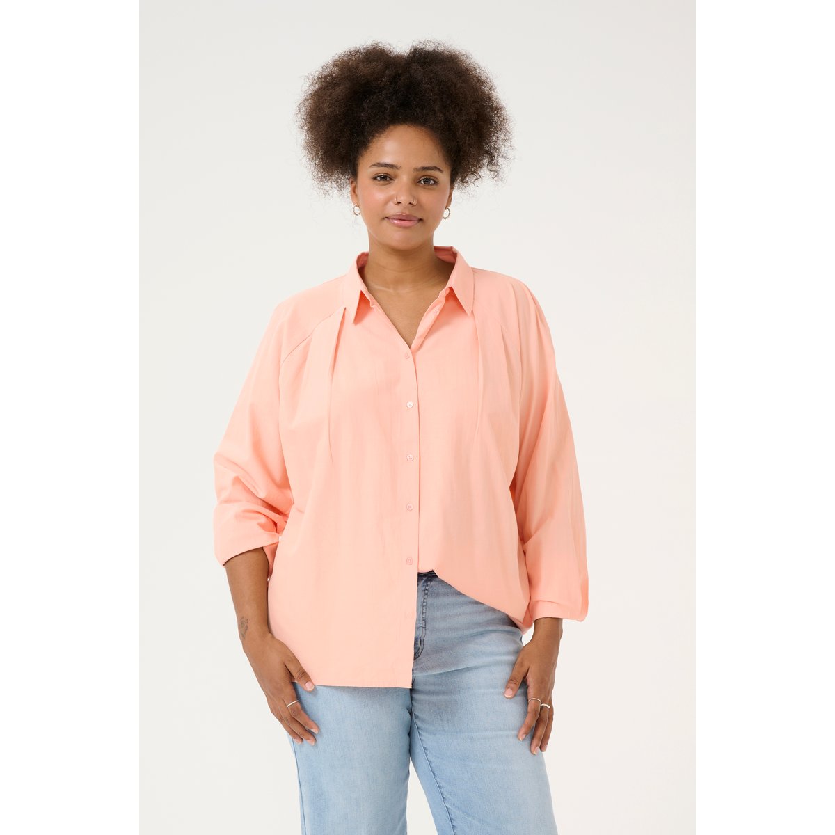 Long sleeved shirt orange peach nectar, KAFFE CURVE