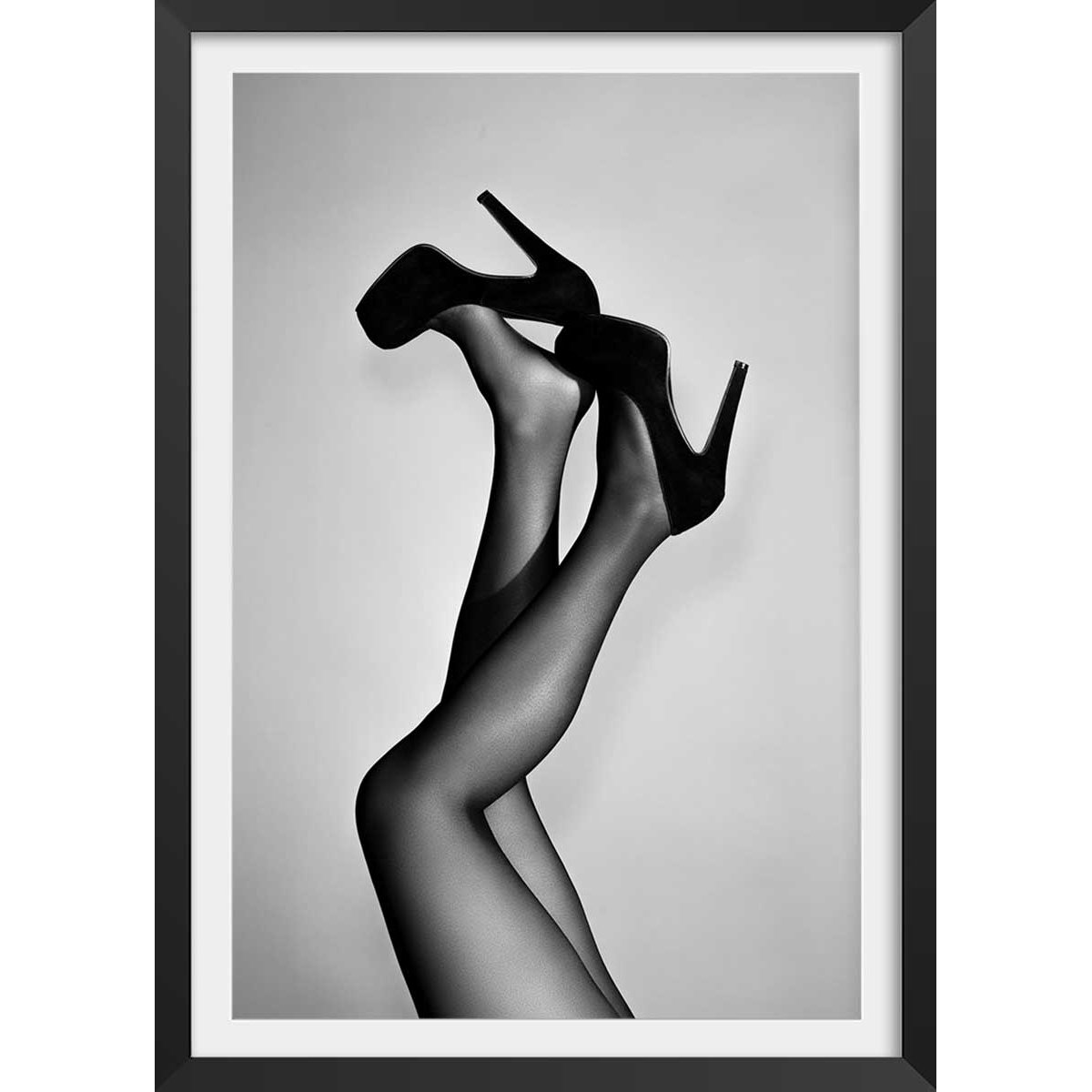 Affiche photographie talons de velours affiche + cadre en bois - noir, HEXOA