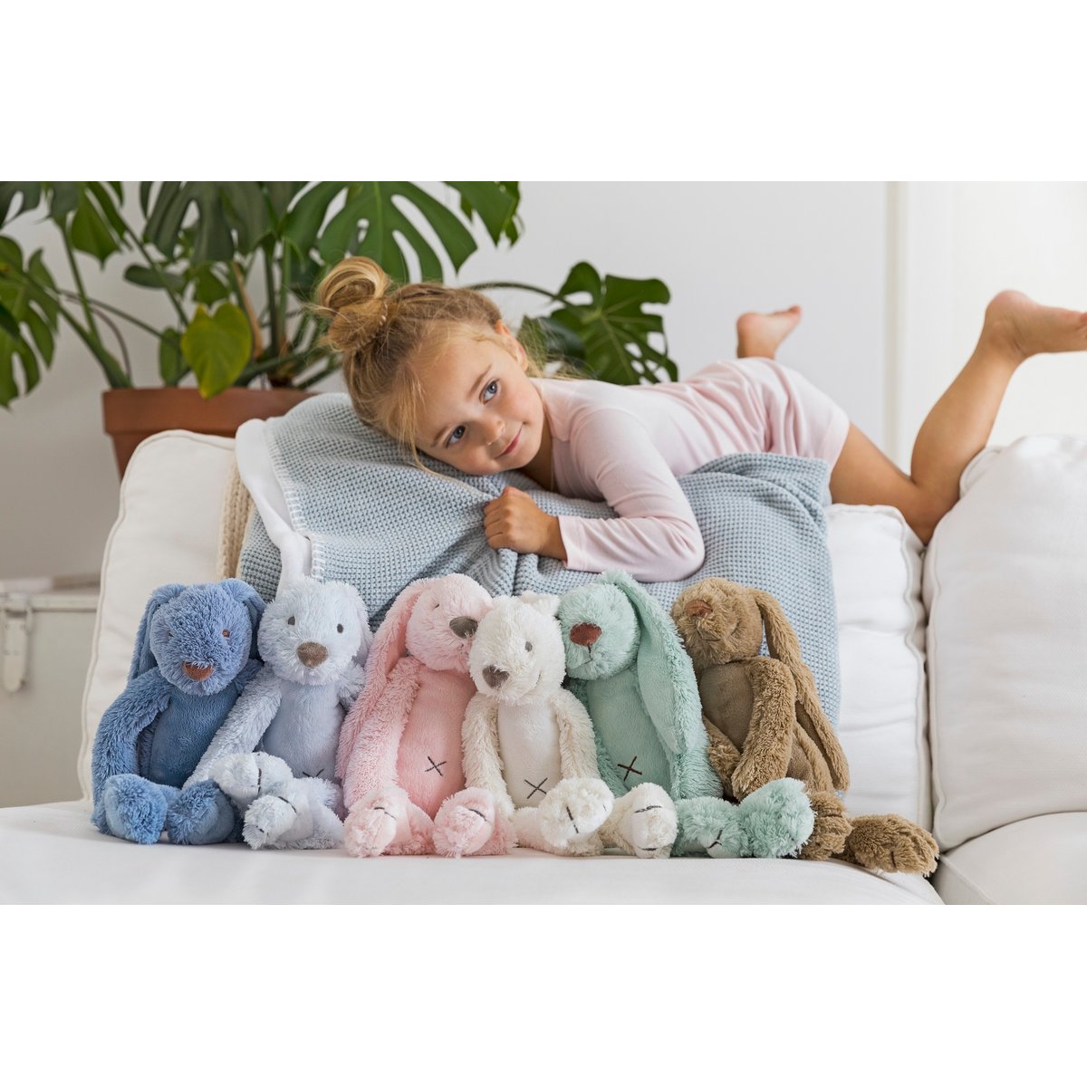 Peluche Lapin Richie 38 cm bleu clair, HAPPY HORSE