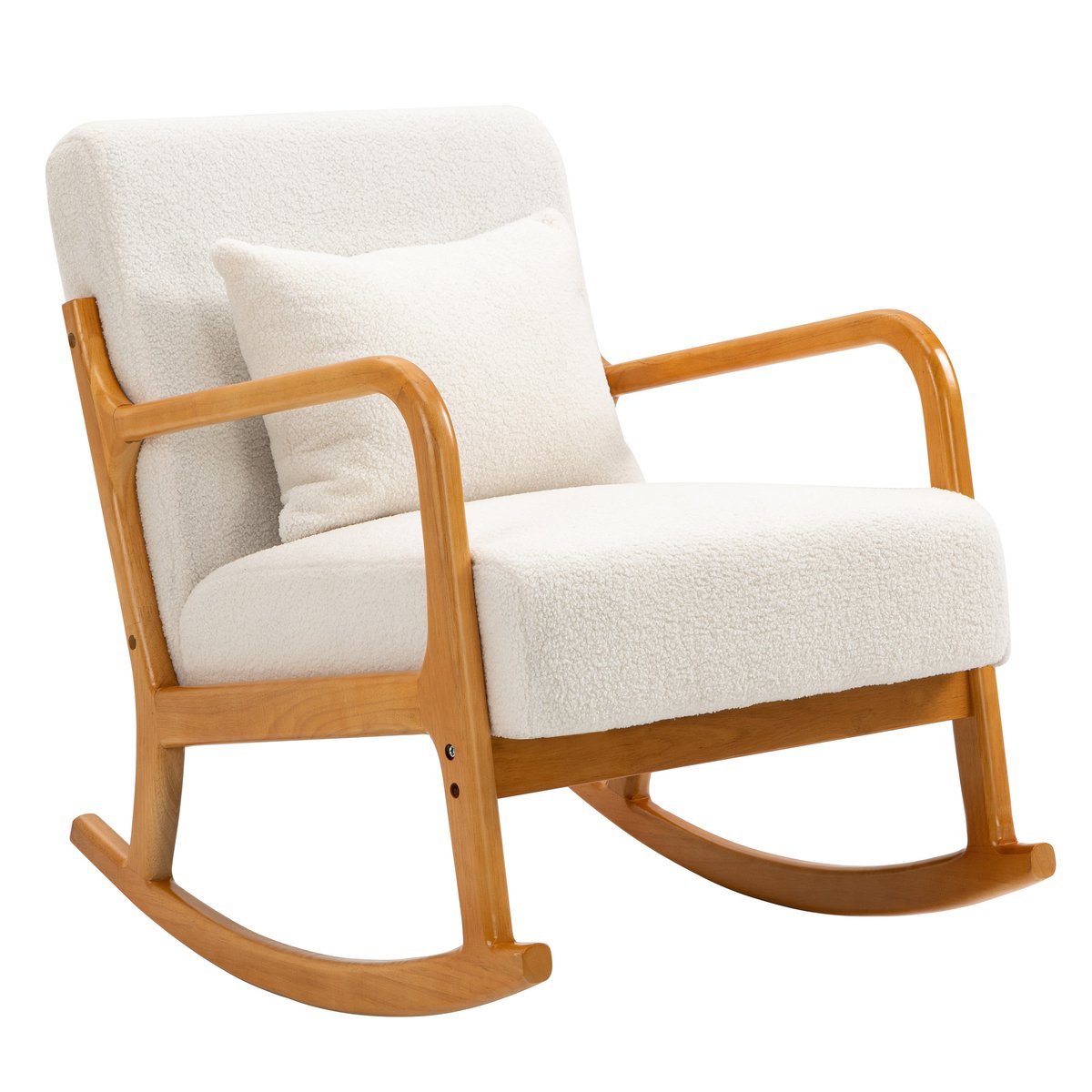 Rocking chair, bois et bouclette, DIANA blanc cassé, NORDLYS