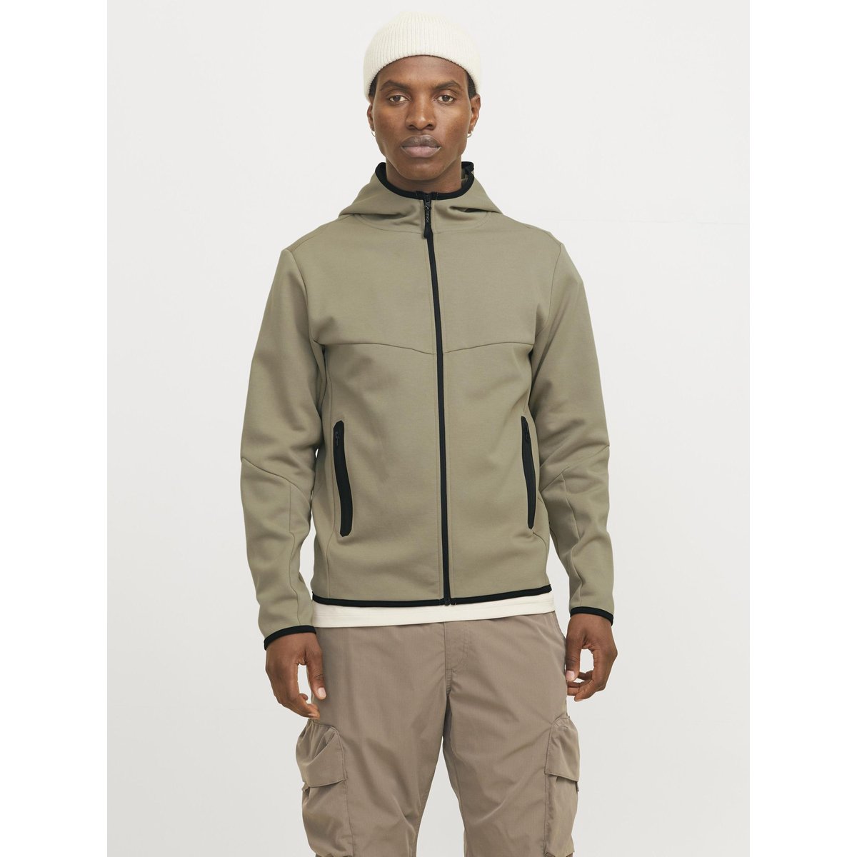 Sweat À Capuche Zippé silver sage, JACK & JONES