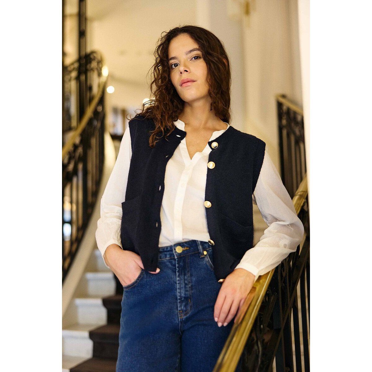 Gilet sans manches col rond, MORI marine, LA PETITE ETOILE