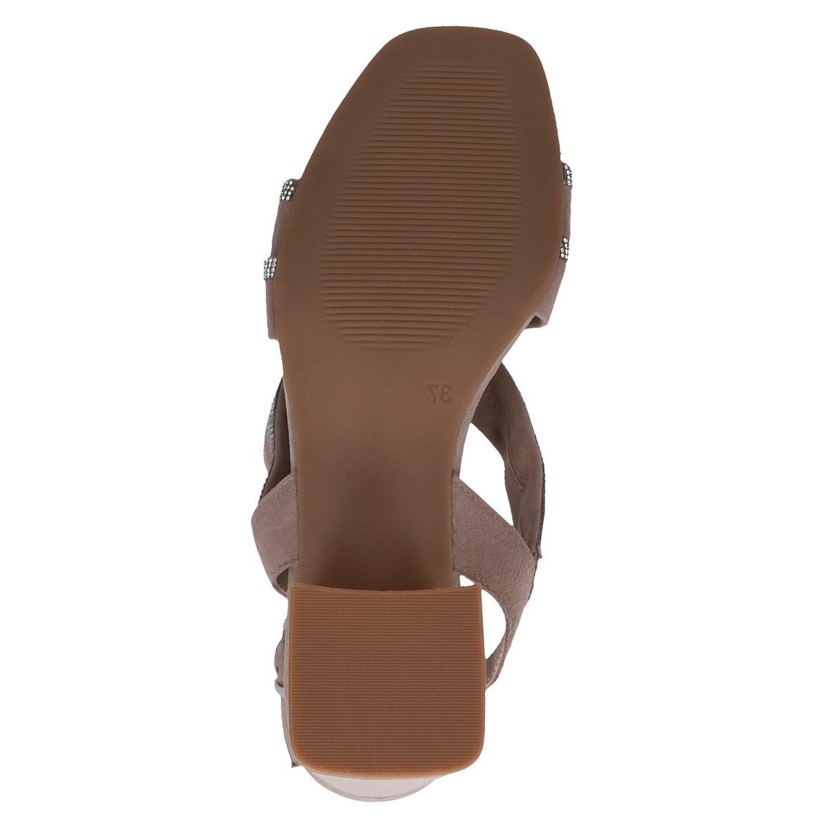 Sandale à talon talon bloc marron poivre foncé, CAPRICE