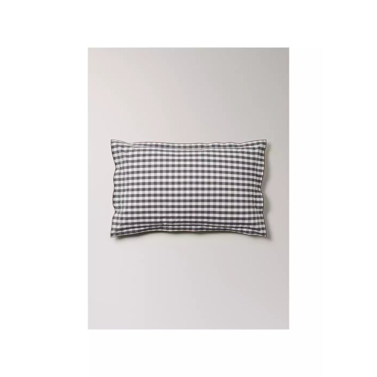 Deux taies d'oreiller percale de coton carreaux vichy 50x75 cm gris, MANGO HOME