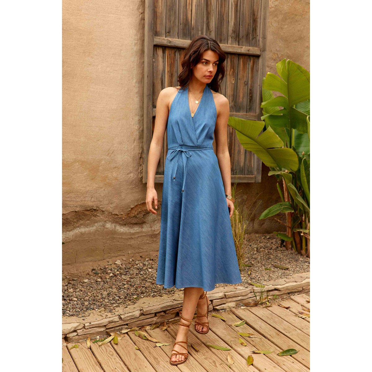 Robe longueur midi évasée uni RENNY 93-double wash, LA PETITE ETOILE