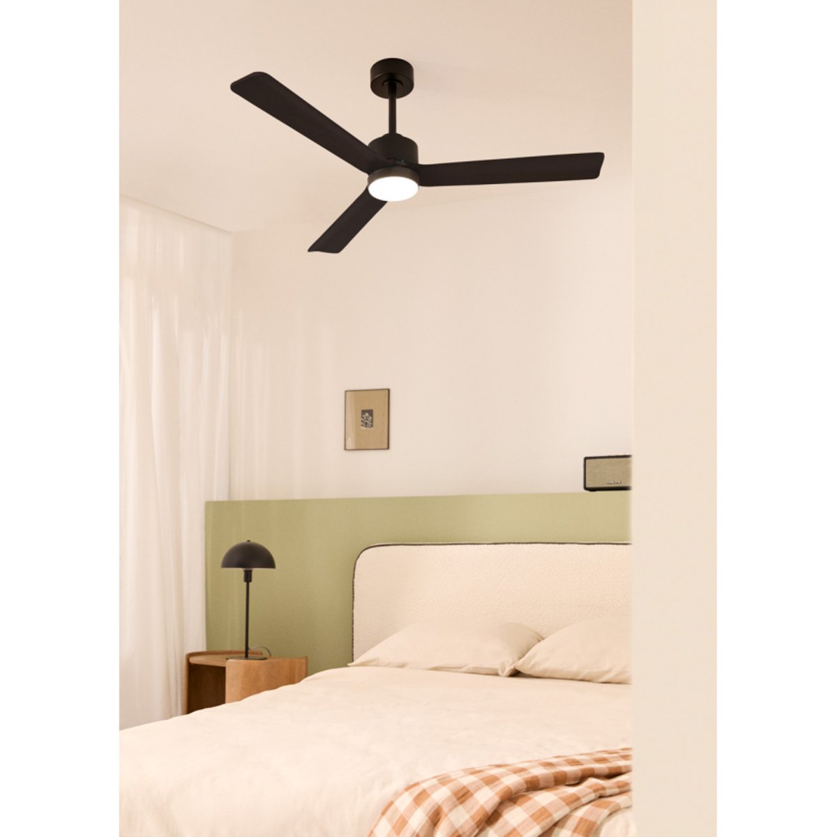 Ventilateurde plafond 40W avec lumière LED et Wi-Fi WIND MODERN noir/noir, CREATE