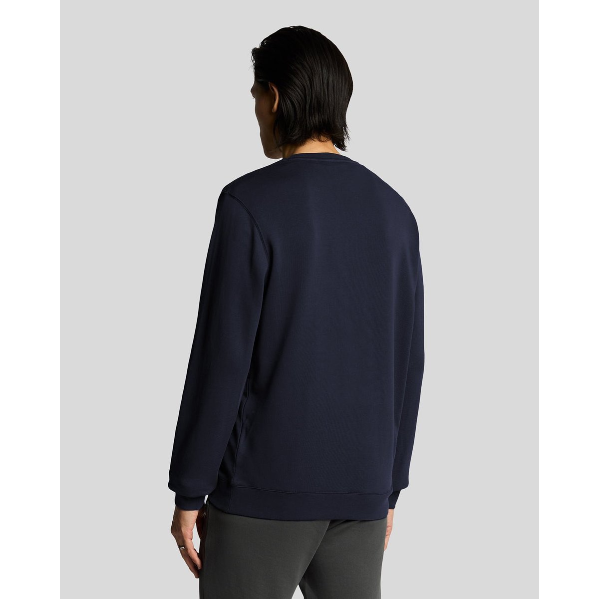 Sweat-shirt col rond en coton superfine bleu foncé marine, LYLE & SCOTT