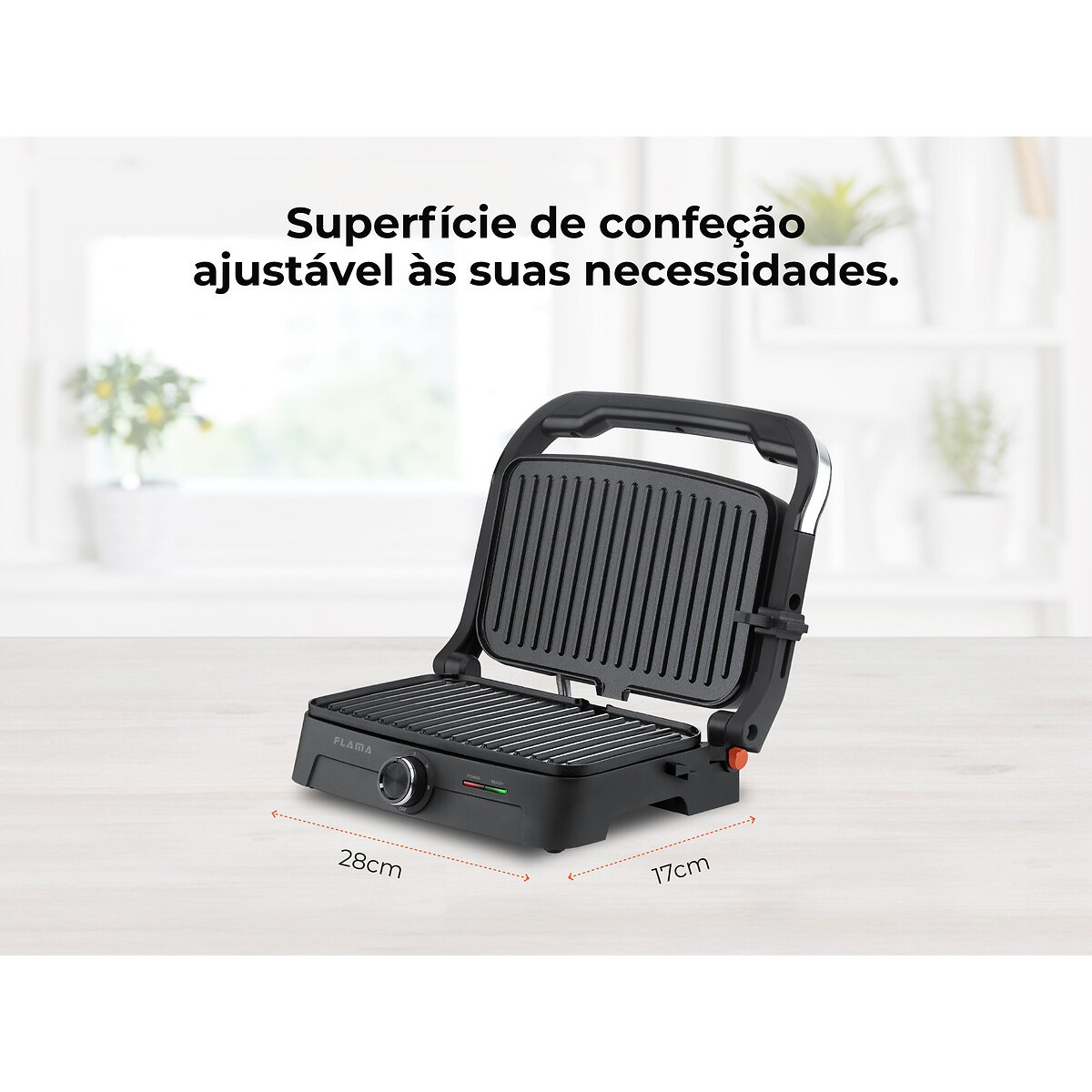 Grelhador Elétrico de Placas Inox HeatEasy 1500W 4422FL, FLAMA inox, FLAMA