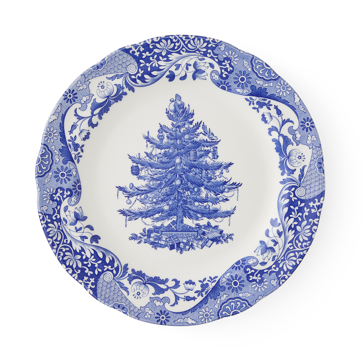 Set of 4 Blue Christmas Tree Dinner Plates blue, SPODE