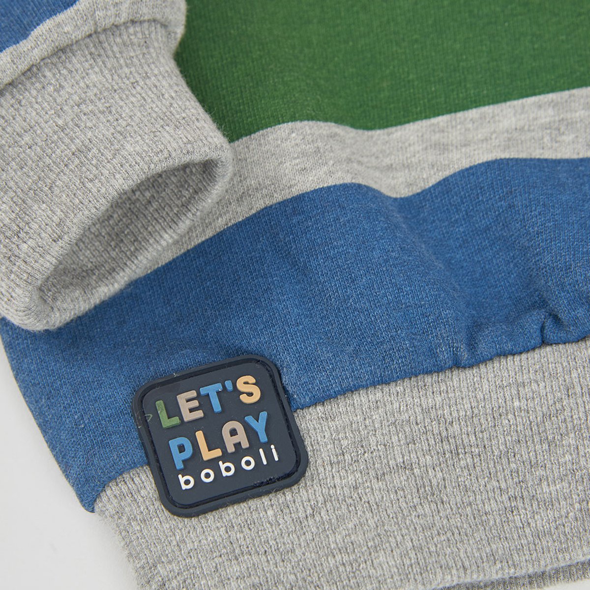Sweat-shirt en molleton garçon rayé gris, BOBOLI