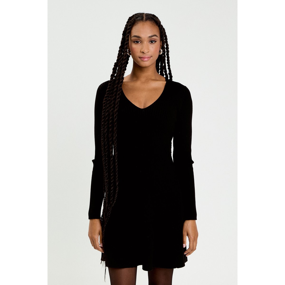 Robe tricot patineuse côtelée noir, CACHE CACHE