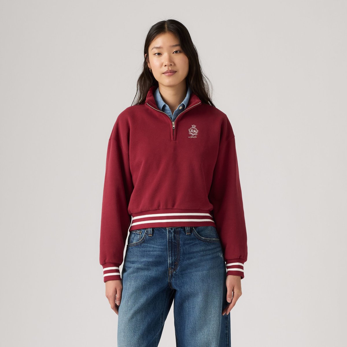 Sweat-shirt graphique col camionneur Everyday rouge - double chest crest warm cabernet, LEVI'S