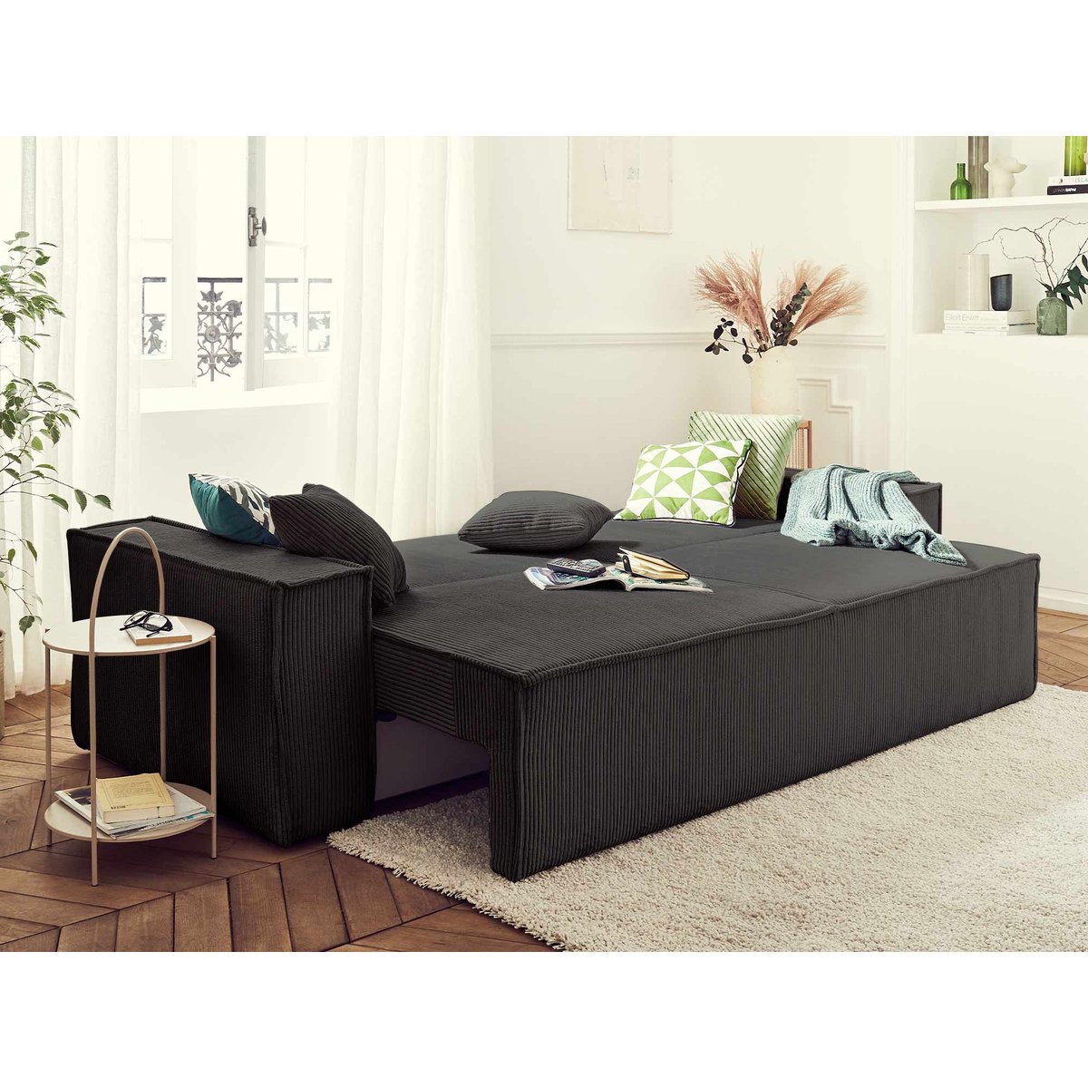 Canapé Convertible 3 places - DELLIA gris foncé, BEST MOBILIER