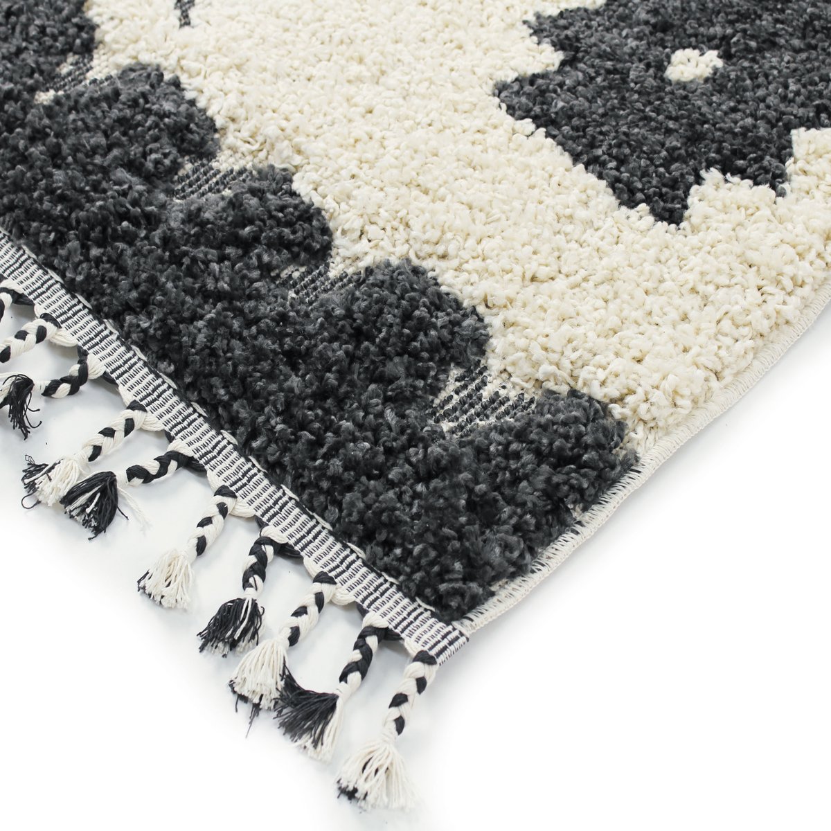 Tapis style berbère à reliefs lignes BERBÈRE TRIBAL LIGNES crème et gris foncé, THE DECO FACTORY