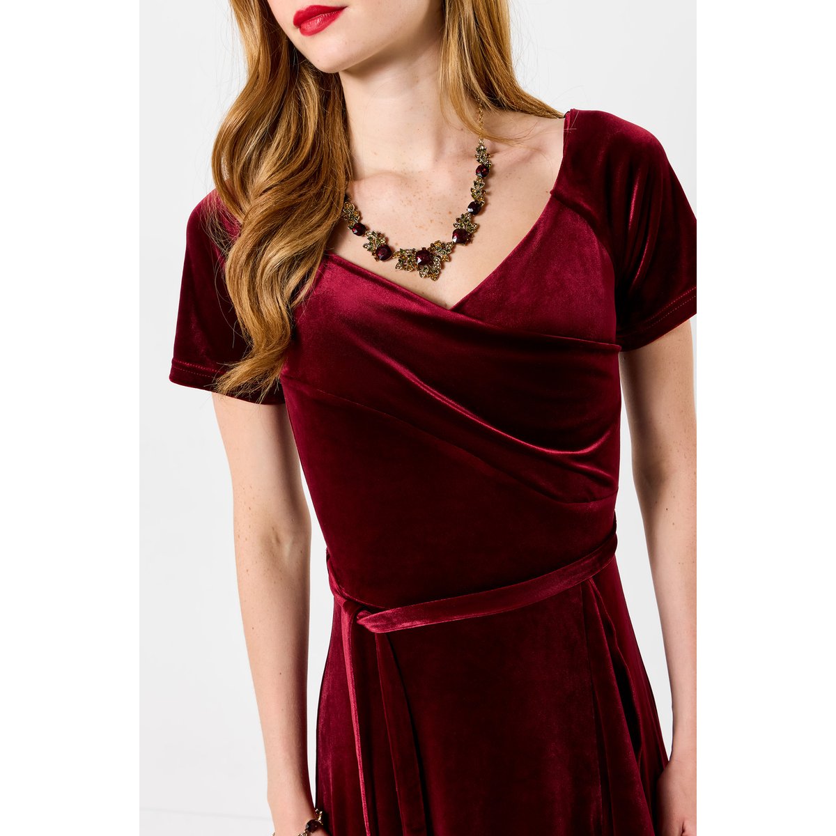 Robe à Volants de Fête Parfaite en Velours rouge, JOE BROWNS