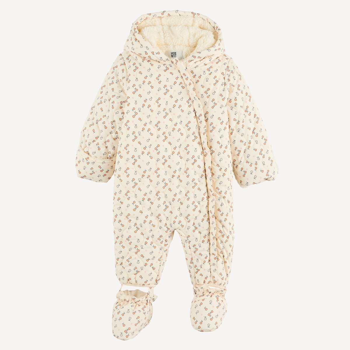 Combipilote à capuche, avec doublure sherpa, imprimé fleurs ecru, LA REDOUTE COLLECTIONS