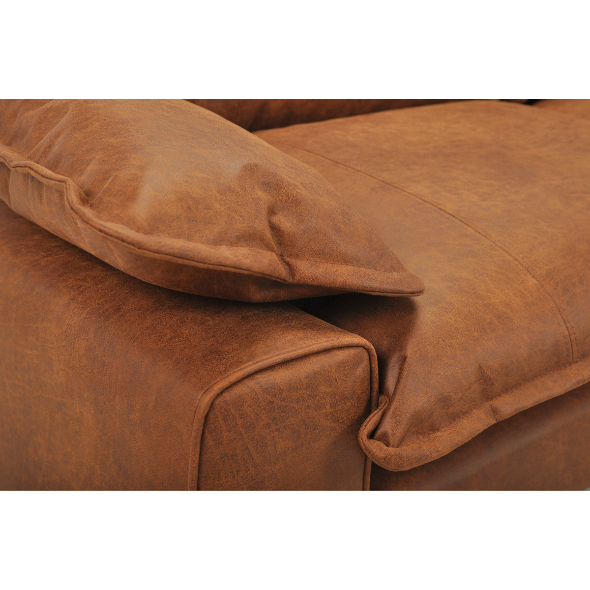 Canapé design 3 places pieds métal noir DORY marron, MILIBOO
