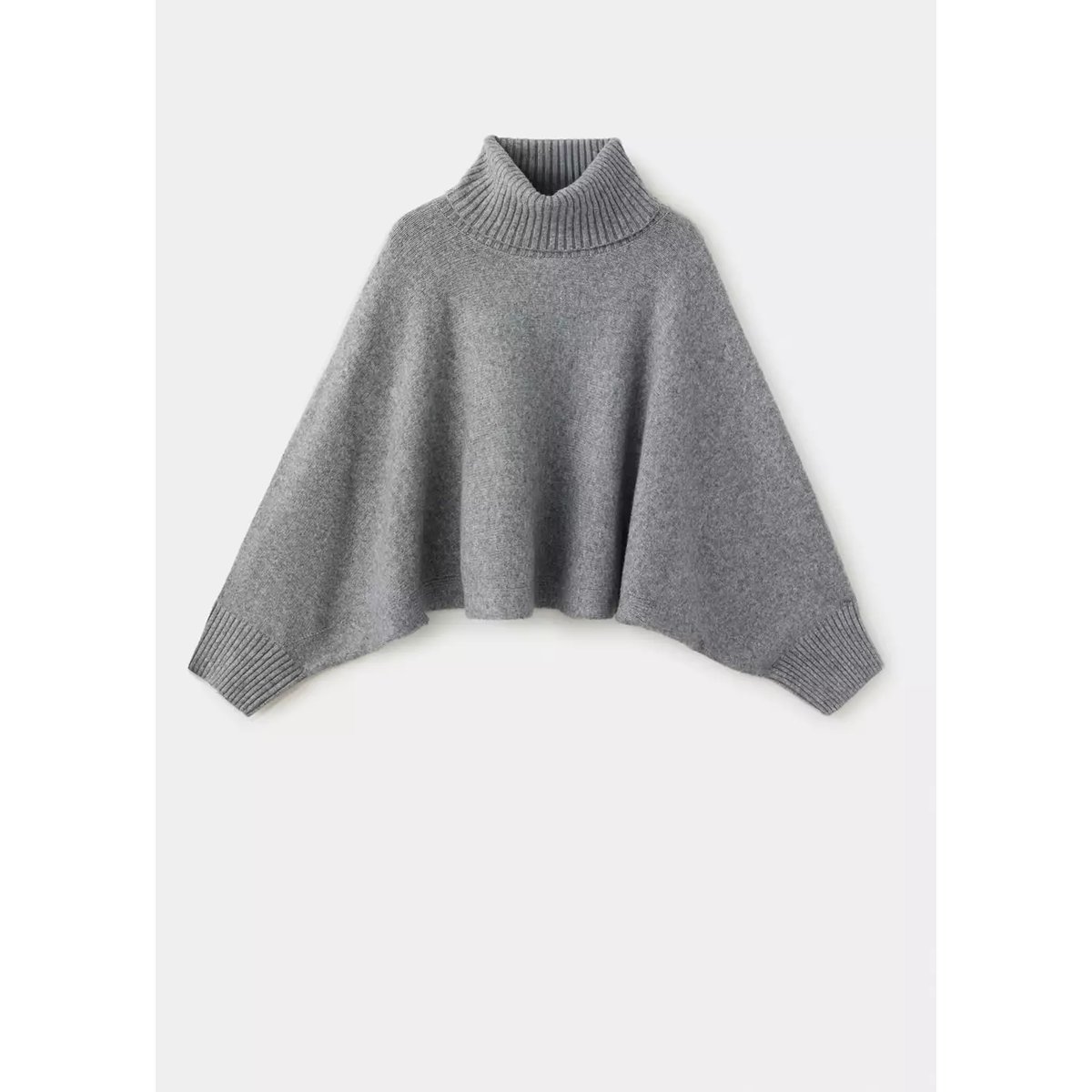 Cape en maille unie gris chiné clair, MANGO