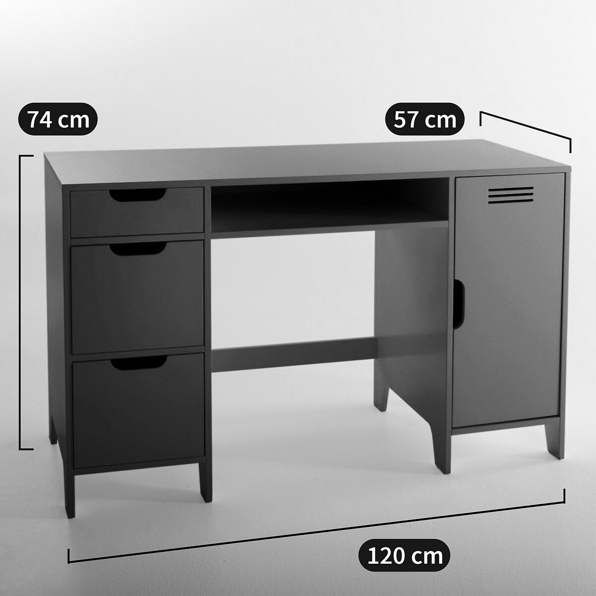 Secretária de pedestal duplo para crianças, Hiba azul escuro, LA REDOUTE INTERIEURS