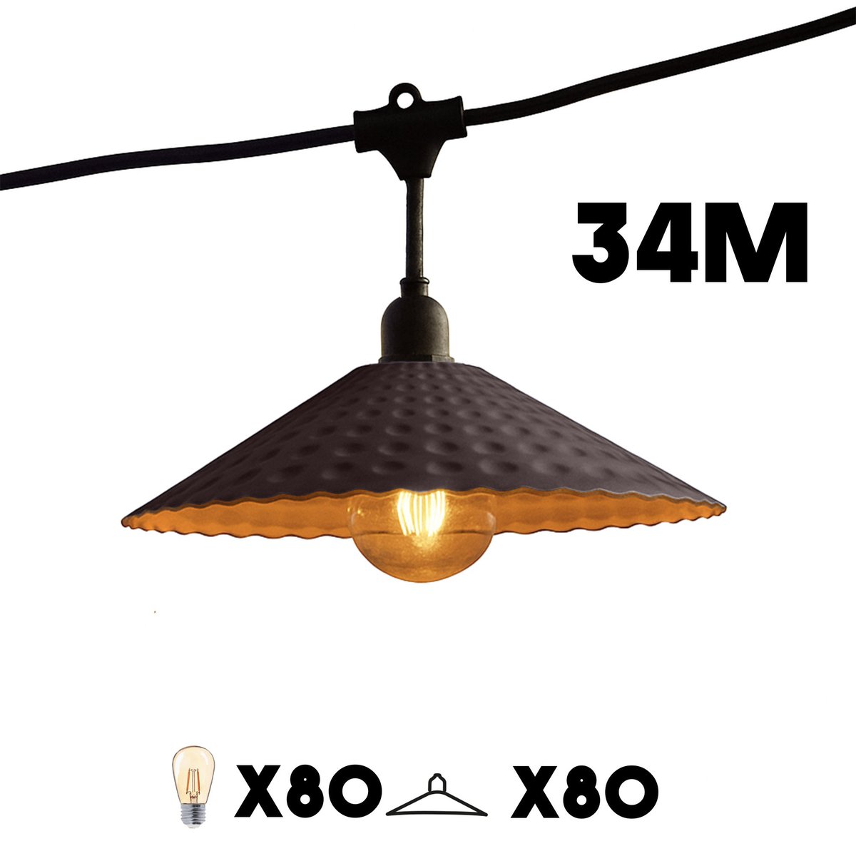 Guirlande connectable E27 8x VINTY LIGHT gris, LUMISKY