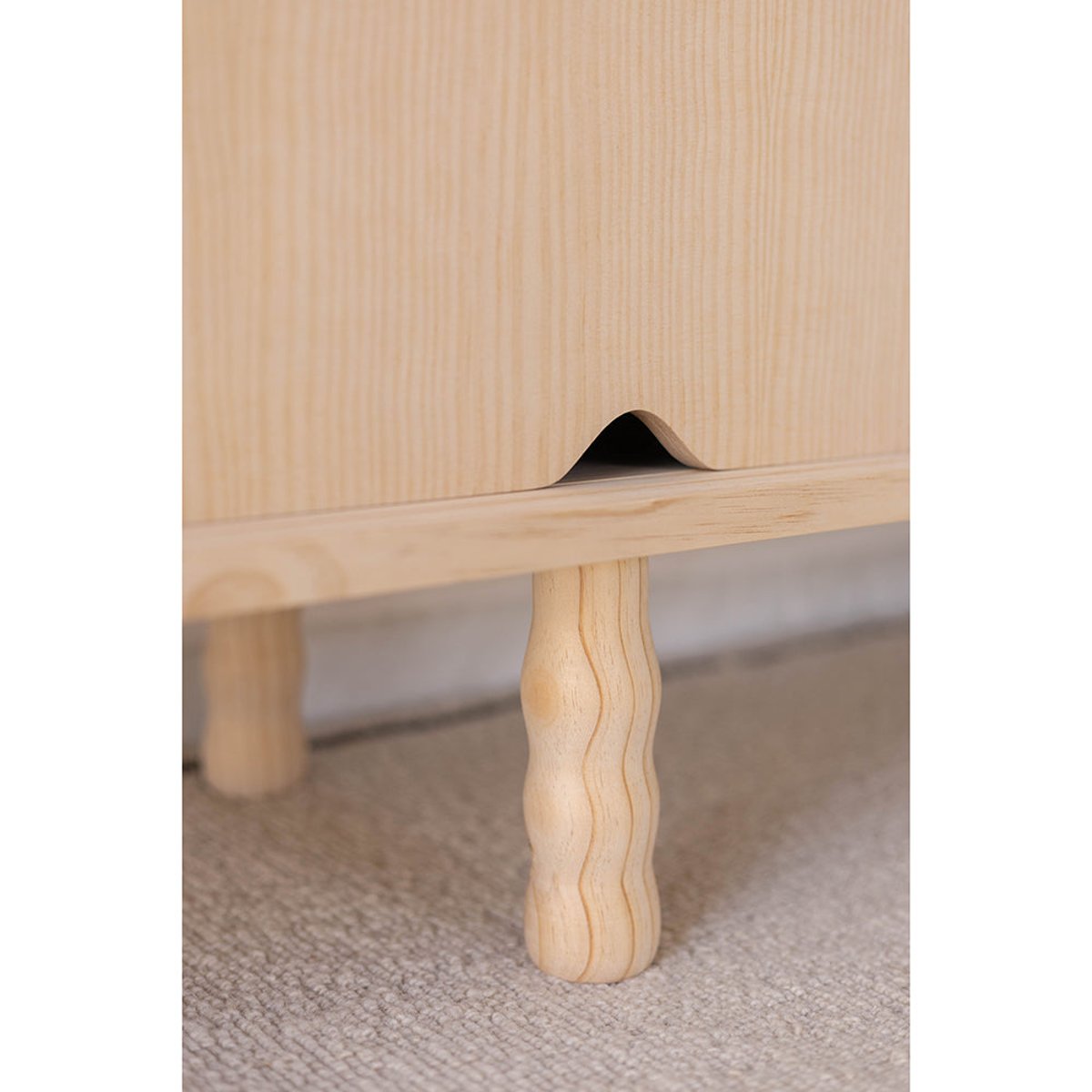 Meuble TV en pin massif non verni MALARET bois clair, NAAN FURNITURE
