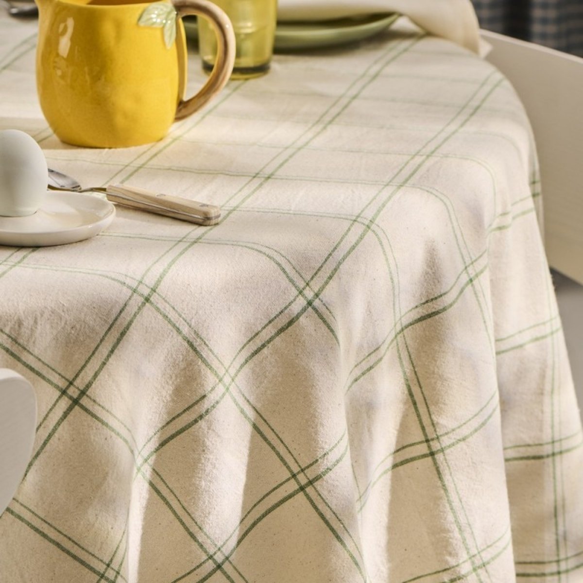 Nappe carrée coton style campagne carreaux vert, IB LAURSEN