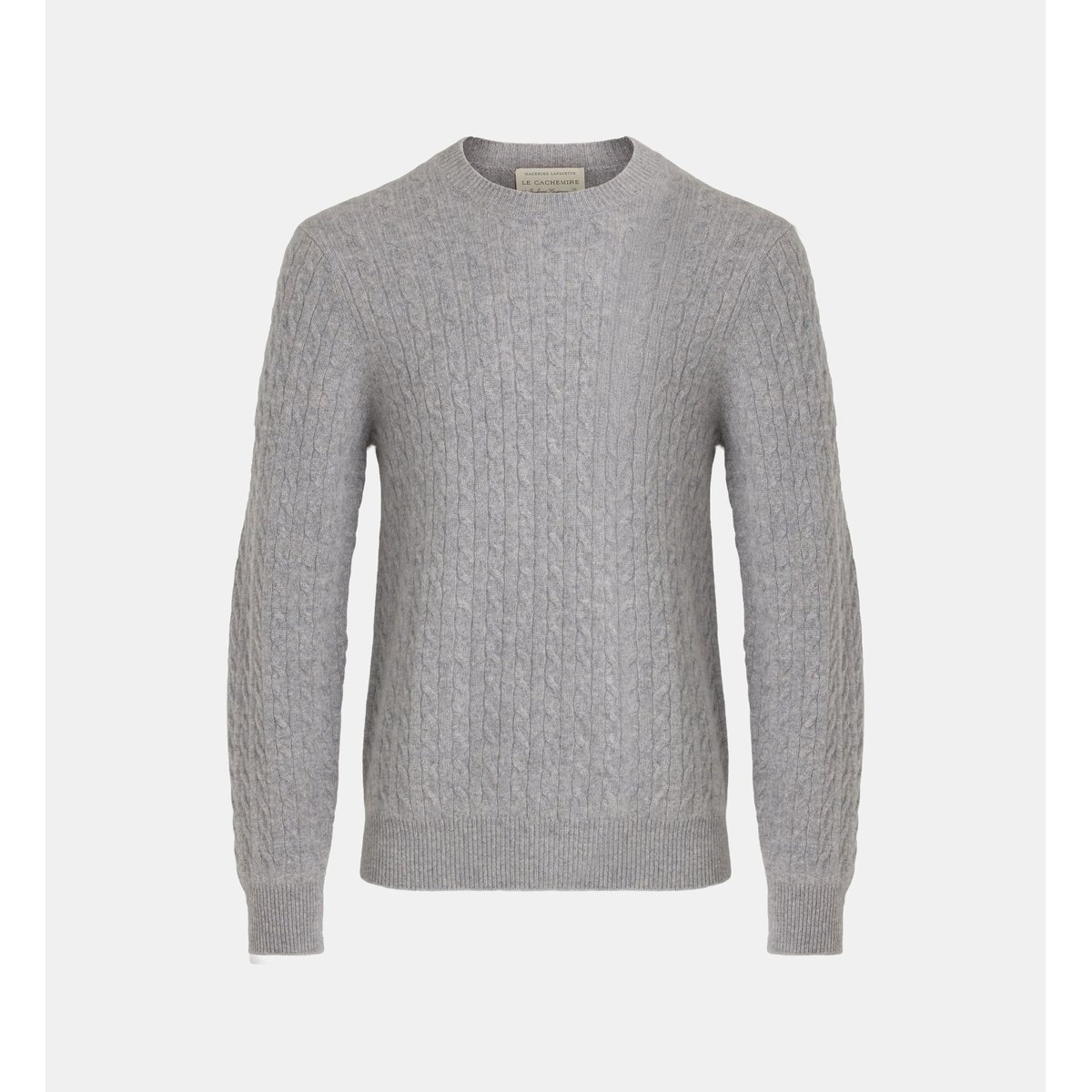 Pull droit cachcables torsadé cachemire gris clair, GALERIES LAFAYETTE
