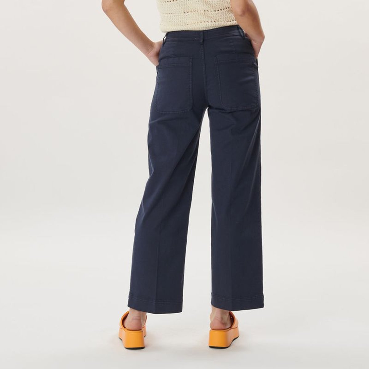 PANTALON DROIT LARGE TAILLE HAUTE UTILITY STRETCH marine, LABDIP