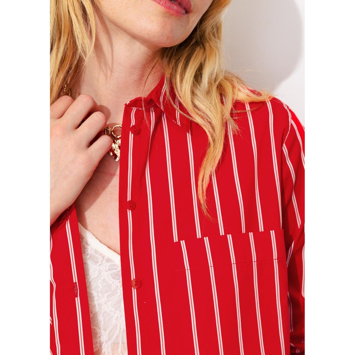 Chemise rayée rayé rouge, PROMOD