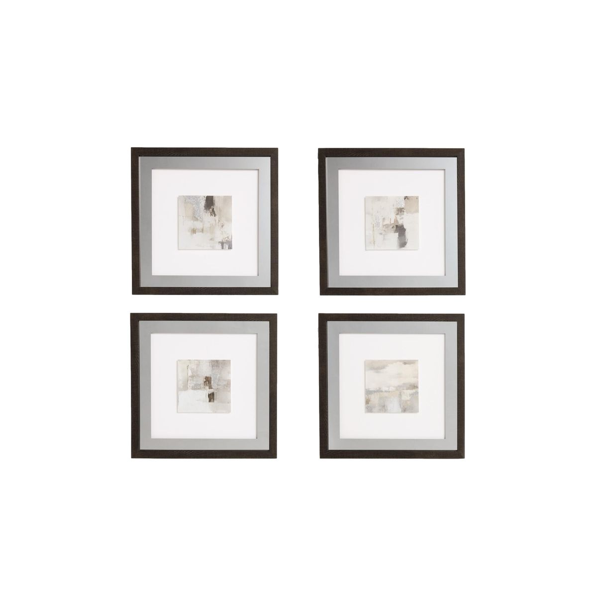 Déco murale abstraite et à miroir, lot de 4 naturel, NEXT