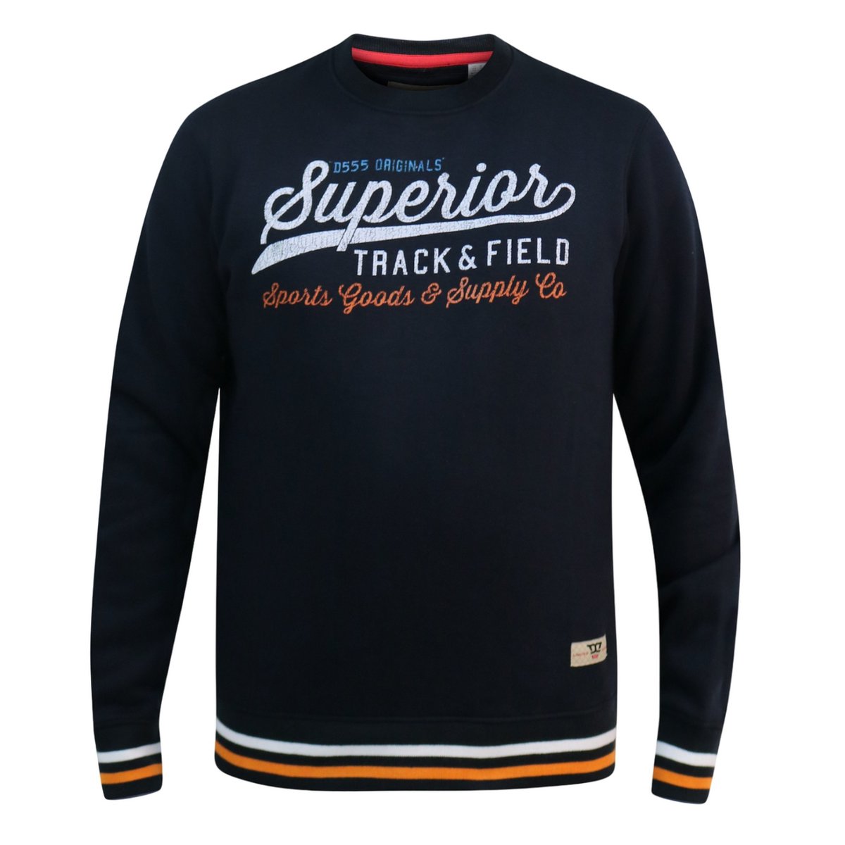 Sweat motif/style texte et rayures MARLOW bleu marine, DUKE