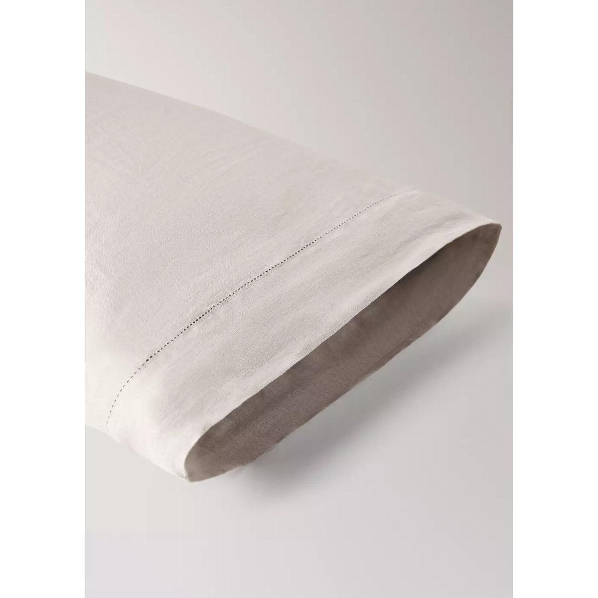 Taie d'oreiller lin lavé ajouré 45x110 cm marron moyen, MANGO HOME