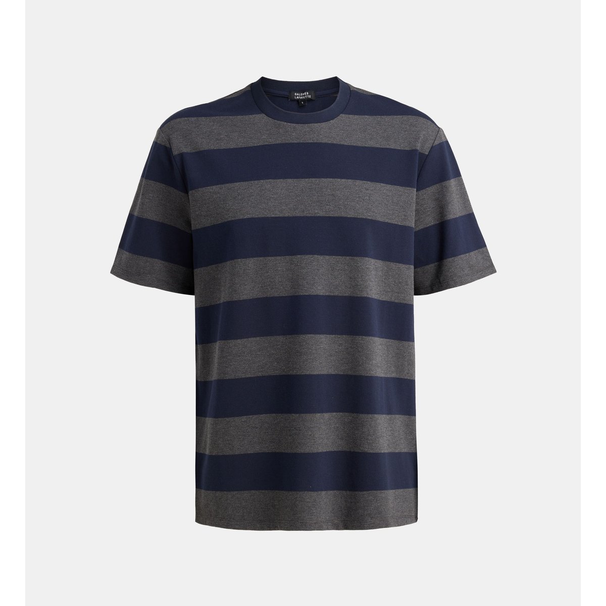 T-shirt droit tibbray coton piqué bleu et gris, GALERIES LAFAYETTE