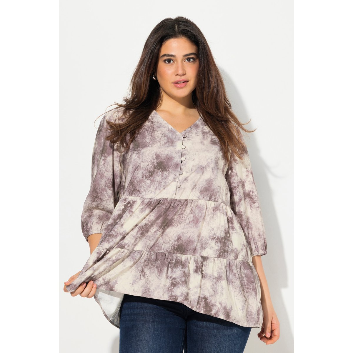 Blouse avec décolleté en V champagne clair, ULLA POPKEN