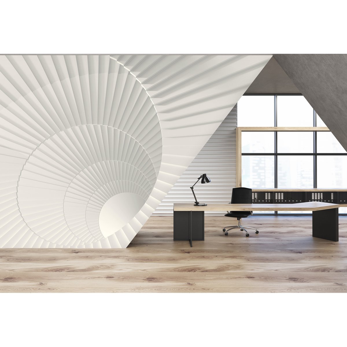 Papier peint panoramique WHITE SPIRAL blanc, LE PAPIERS DE NINON