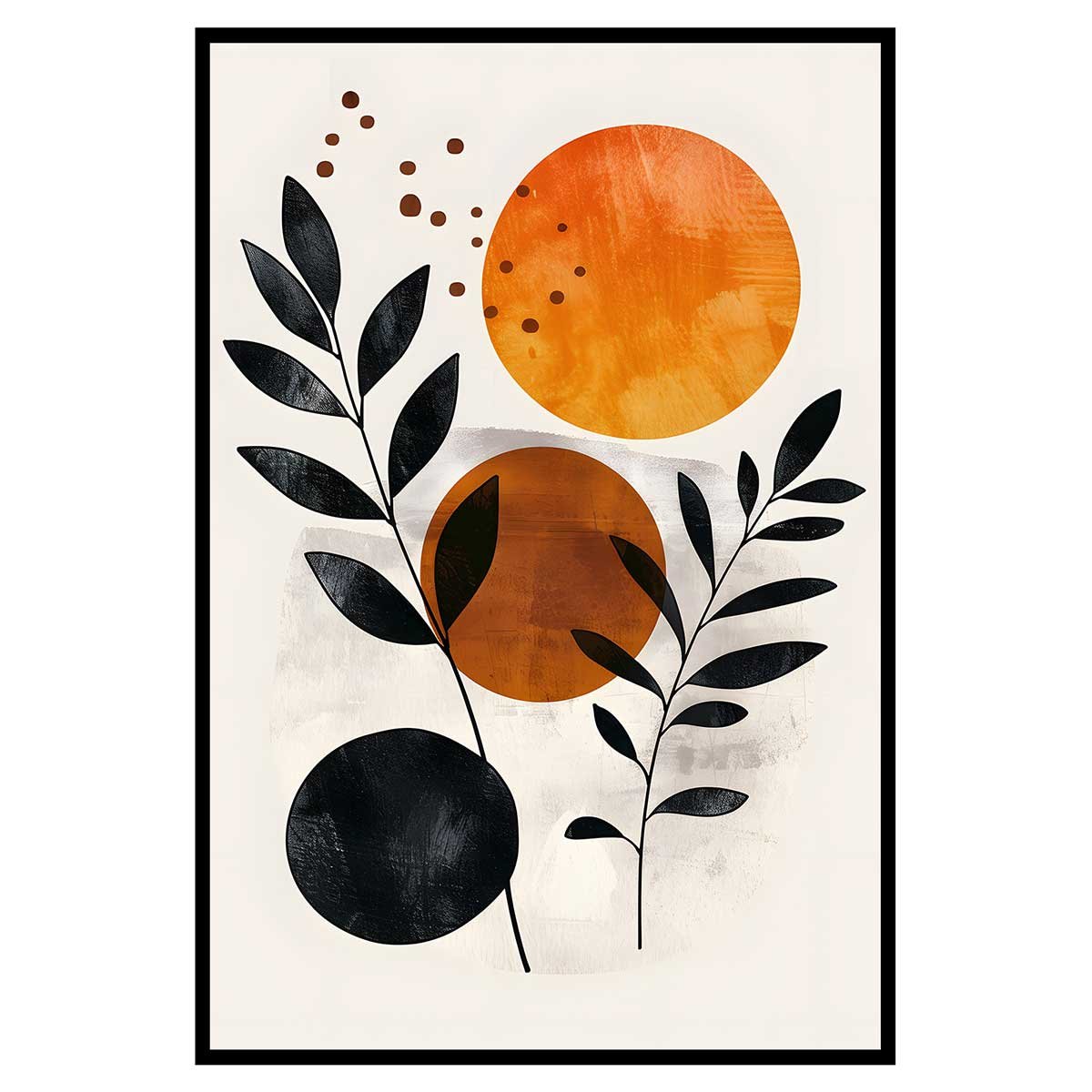 Affiche encadrée composition végétale moderne affiche + cadre en métal - noir, HEXOA